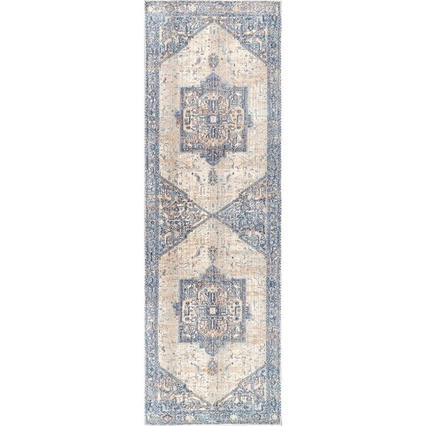 Harriet Vintage Medallion Fringe Area Rug 2ft 6in X 8ft